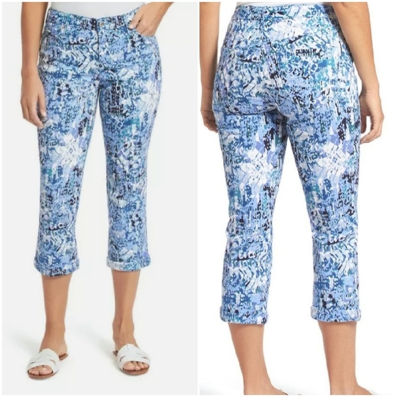 Nine West Women's Chrystie Capri Denim Blue Print - Picture 1 of 6